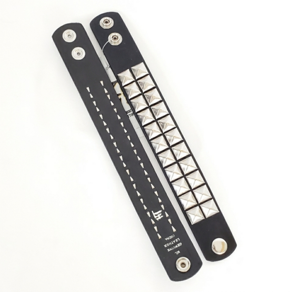 Hot Topic Pyramid Studed Faux Leather Bracelets - Picture 2 of 5